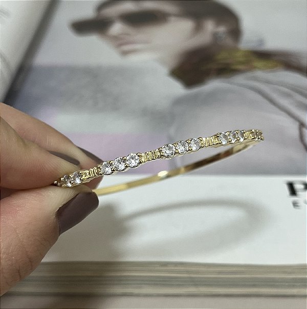 Bracelete Cravejado com Zircônias Folheado a Ouro