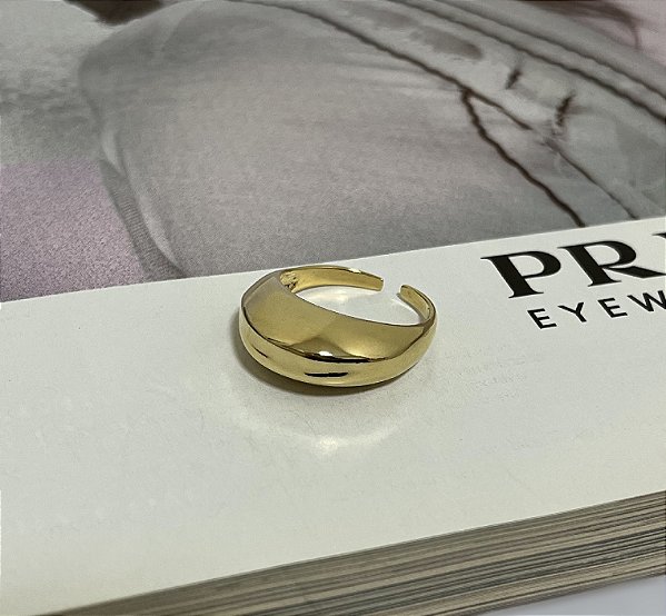 Anel Bomber Ajustável Folheado a Ouro