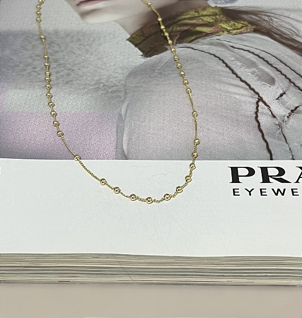 Colar com Bolinhas Folheada a Ouro