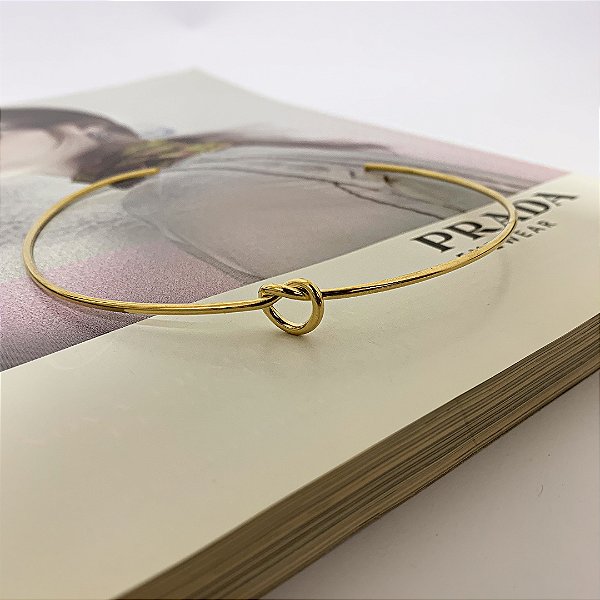 Choker de Aro com Nó Folheado a Ouro