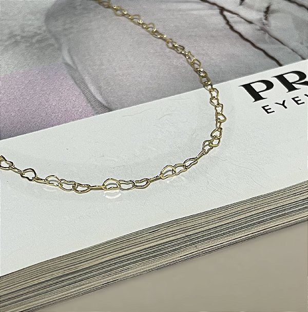 Colar com Elo de Coração Folheado a Ouro