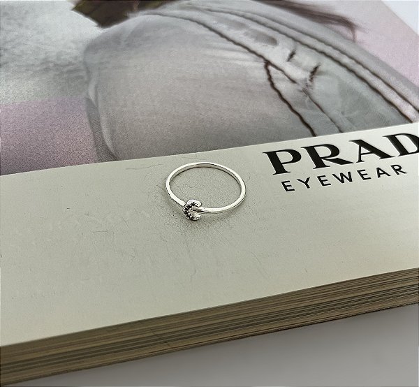 Anel Lua Cravejada em Prata 925 N°20