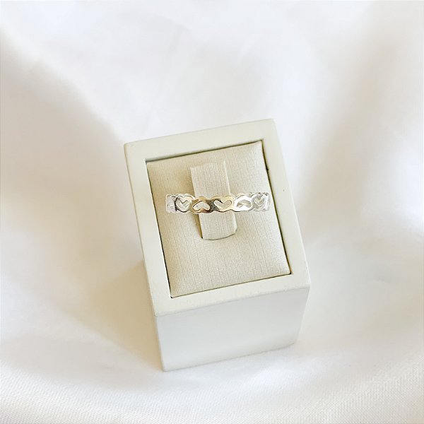 Anel Corações Vazados em Prata 925 - N°19