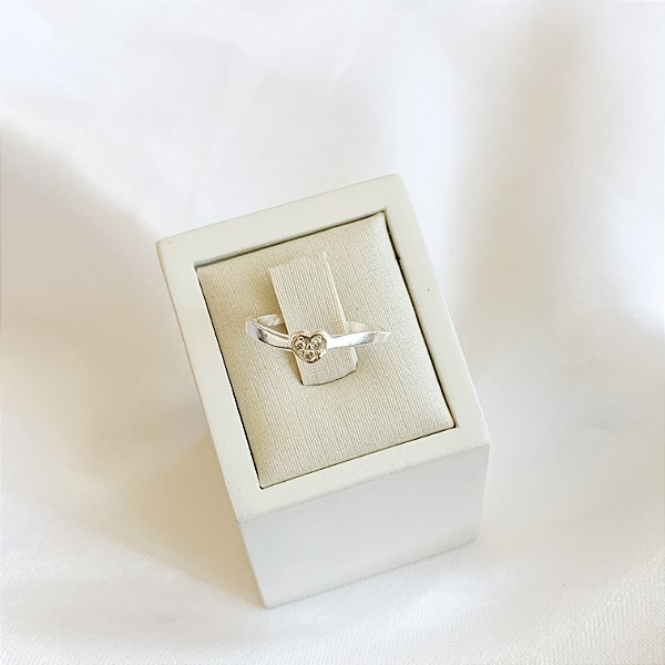 Anel Regulável Coração Mini Em Prata 925