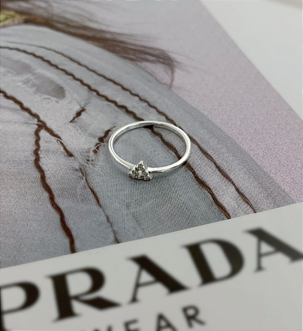 Anel Triângulo Cravejado em Prata 925 - N°17