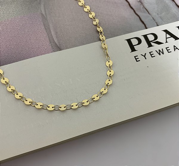 Choker Chapinha Redonda Folheada a Ouro