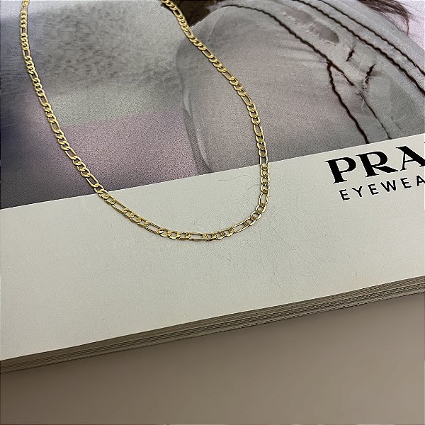 Corrente Elo 3x1 Folheada a Ouro