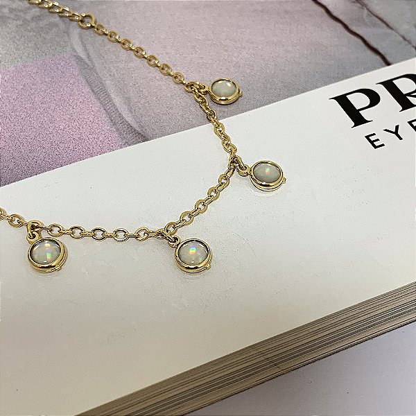 Pulseira com Pedra da Lua Folheada a Ouro