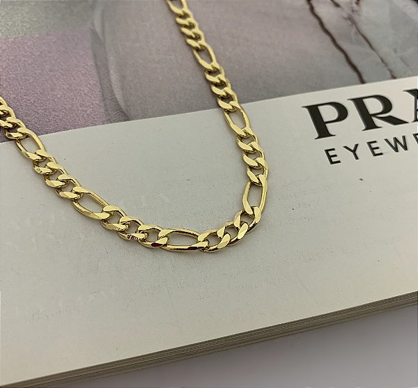 Corrente Veneziana Elo 3x1 70cm Folheada a Ouro
