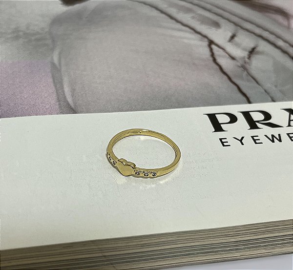 Anel Coração Cravejado com Zircônias Folheado a Ouro