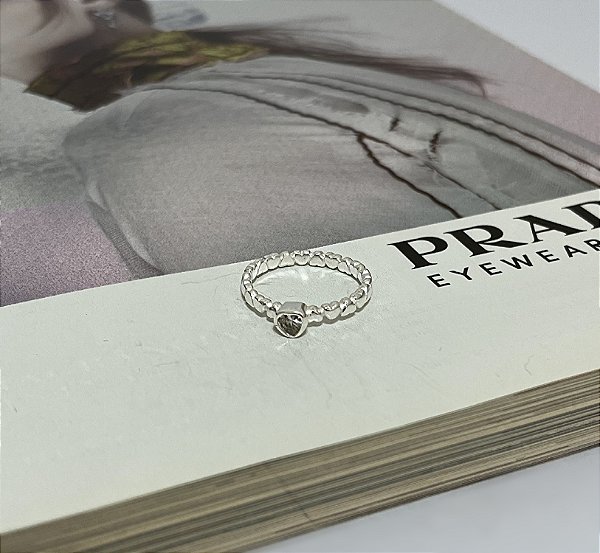 Anel Solitário Coração em Prata 925