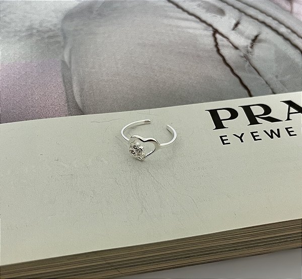 Anel Mindinho Pata de Cachorro com Coração em Prata 925