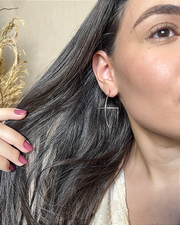 Argola com Cruz em Aço Inox