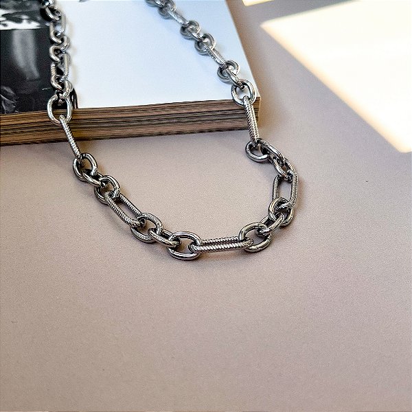 Choker de Elos em Aço Inox