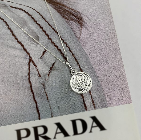 Colar com Medalha de São Bento em Prata 925