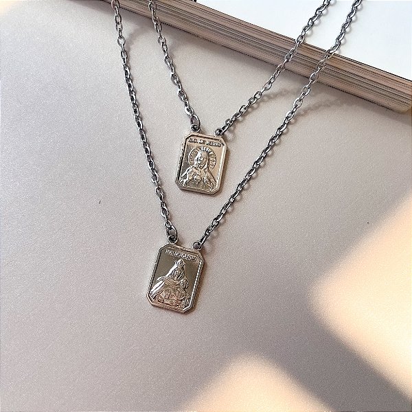 Escapulário Nossa Senhora do Carmo em Aço Inox