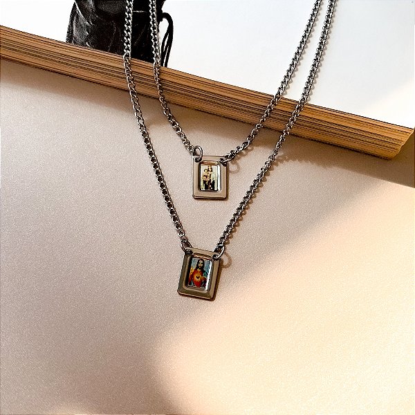 Escapulário Nossa Senhora do Carmo P em Aço Inox