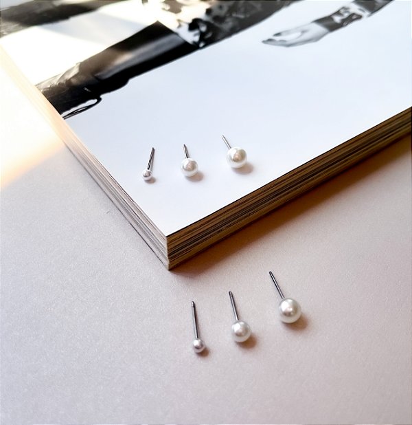 Trio de Pérola em Aço Inox