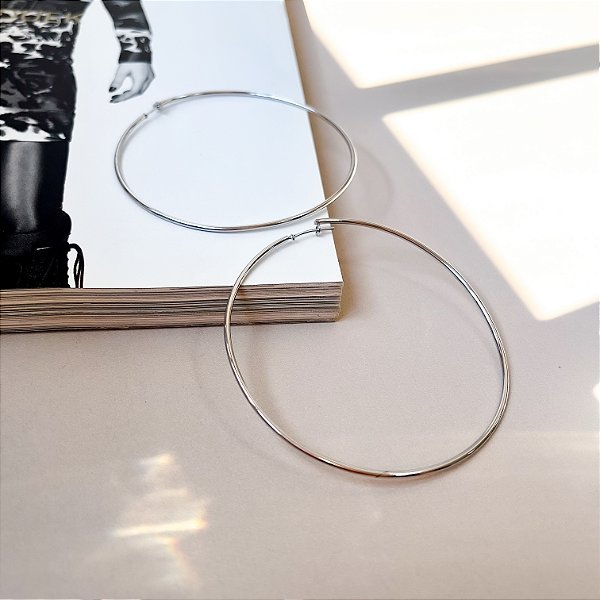 Argola Fio Redondo 6,5cm em Aço Inox