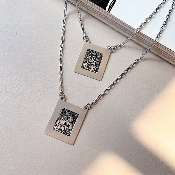 Escapulário Nossa Senhora do Carmo em Aço Inox