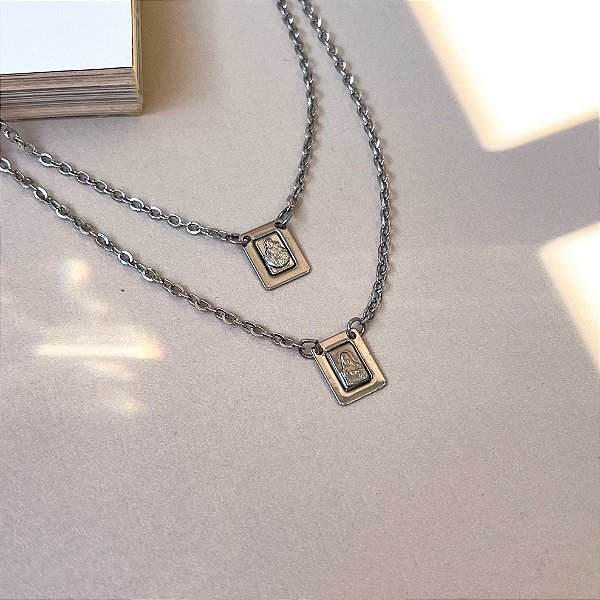 Escapulário Nossa Senhora do Carmo P em Aço Inox