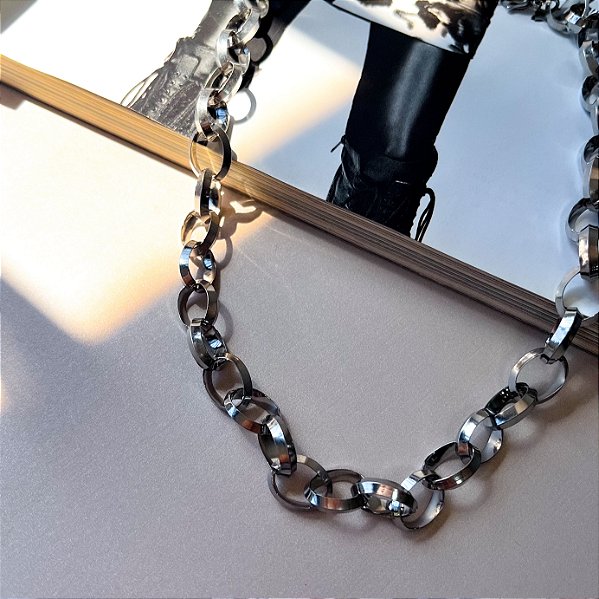 Choker de Elo Português Maxi em Aço Inox