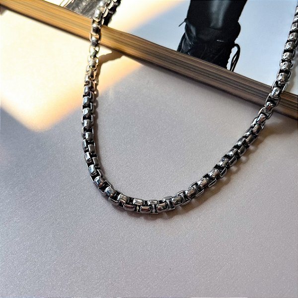 Choker de Elo Quadrado em Aço Inox