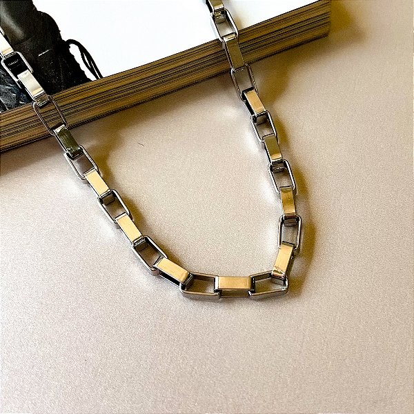 Choker de Elos Retangulares em Aço Inox