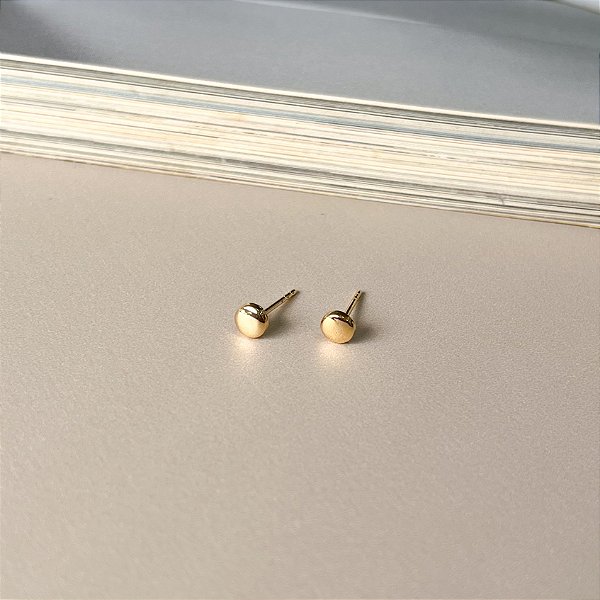 Brinco Chapa Lisa de Círculo Folheado a Ouro