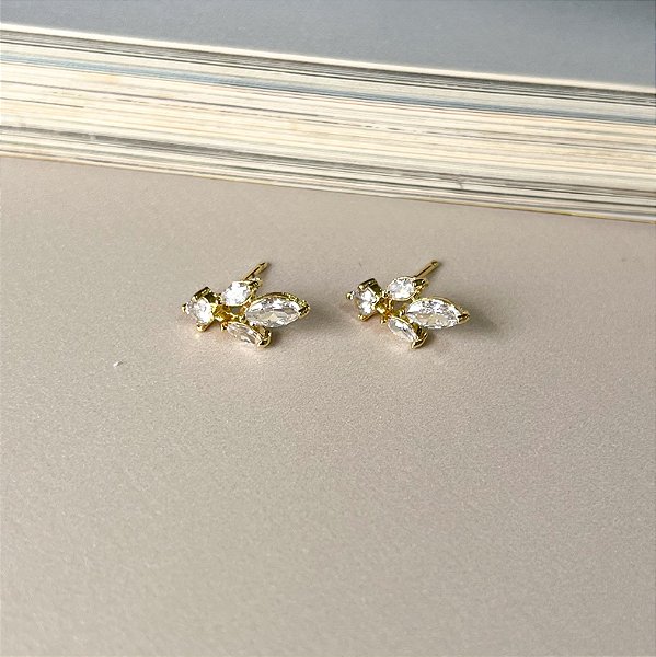 Brinco Cravejado Folheado a Ouro