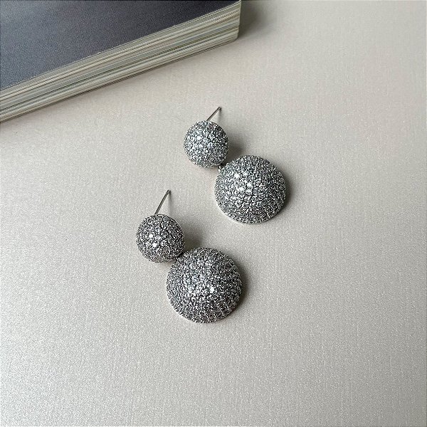 Brinco Círculo Duplo Cravejado com Microzircônias Folheado