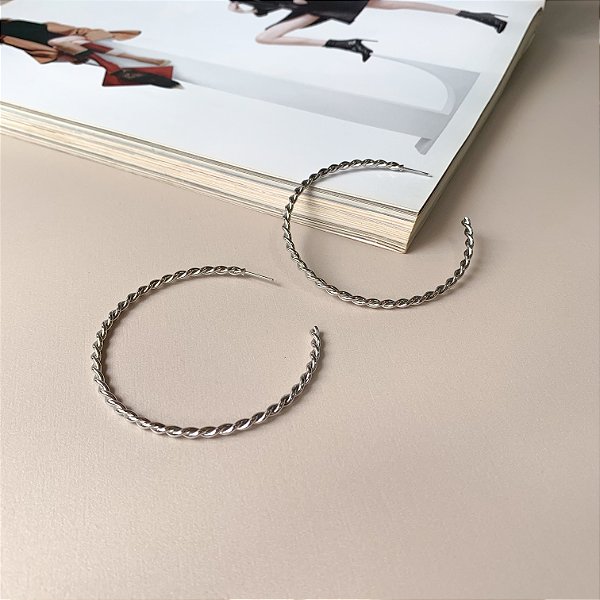 Argola Twisted 6cm em Aço Inox