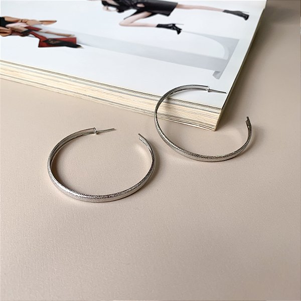 Argola Jateada 50mm em Aço Inox