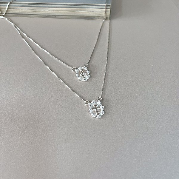 Escapulário Nossa Senhora Aparecida Cravejado em Prata 925