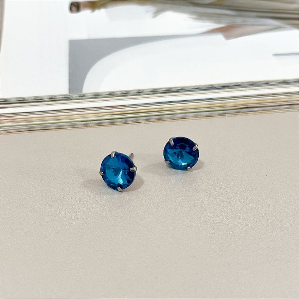 Brinco Ponto de Luz com Pedra Rivali 10mm em Aço Inox