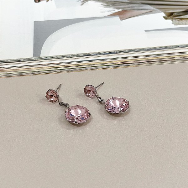 Brinco Médio com Pedra Rivali em Aço Inox