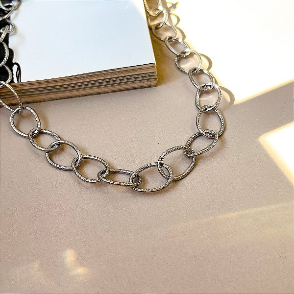 Choker de Elos Riscados em Aço Inox
