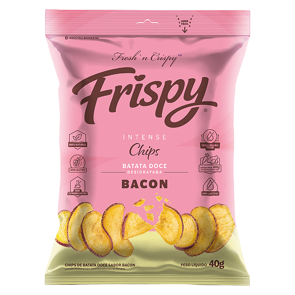 Chips de batata doce sabor bacon pacote Frispy integral 40g