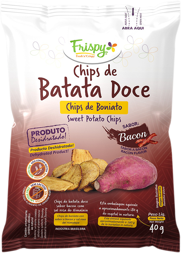 Chips de batata doce sabor bacon Frispy integral 40g