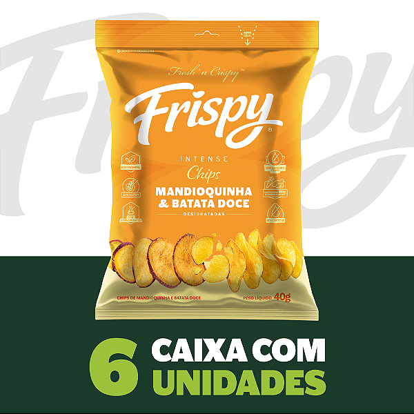 Caixa com 06 pct - Chips de batata doce com mandioquinha Frispy 40g
