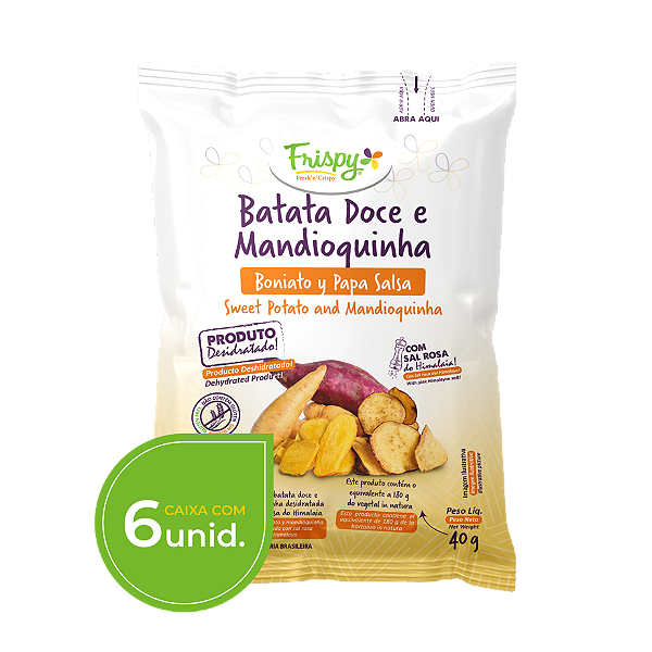 Caixa com 06 pct - Chips de batata doce com mandioquinha Frispy 40g