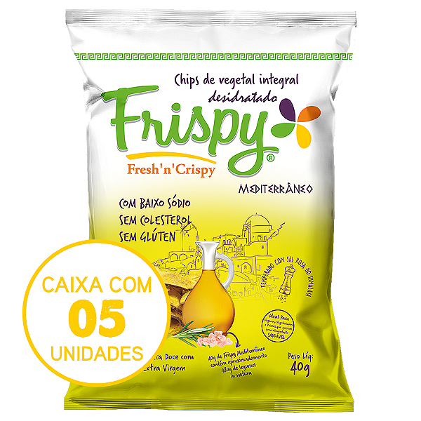 Caixa com 05 pct - Chips de batata doce mediterrâneo Frispy integral 40g