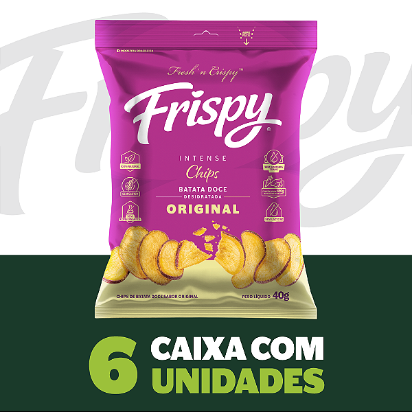 Caixa com 06 pct - Chips de batata doce original Frispy 40g