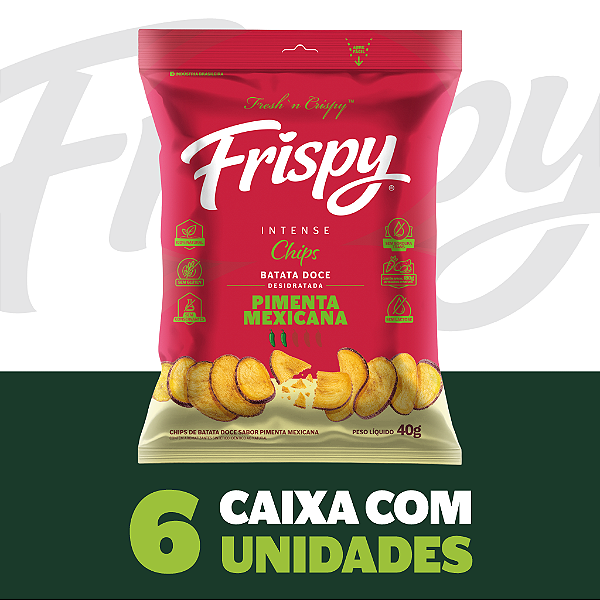 Caixa com 06 pct - Chips de batata doce pimenta mexicana Frispy 40g