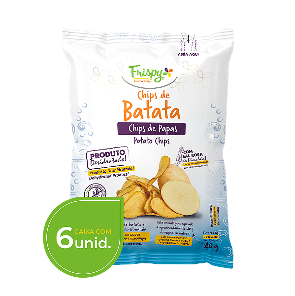 Caixa com 06 pct - Chips de batata original Frispy integral 40g