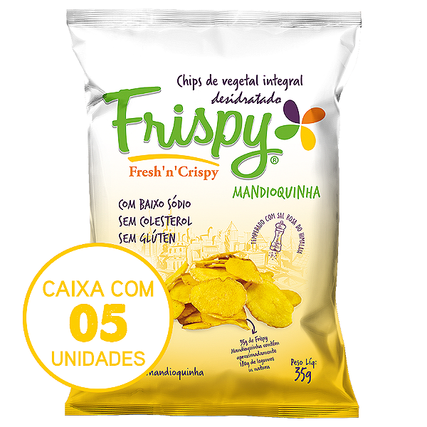 Caixa com 05 pct - Chips de mandioquinha Frispy integral 35g