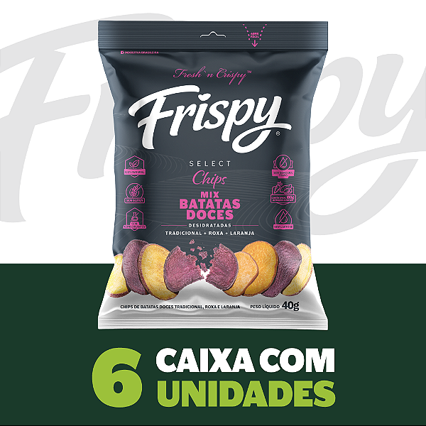 Caixa com 06 pct - Chips mix de 03 batatas doces Frispy integral 40g