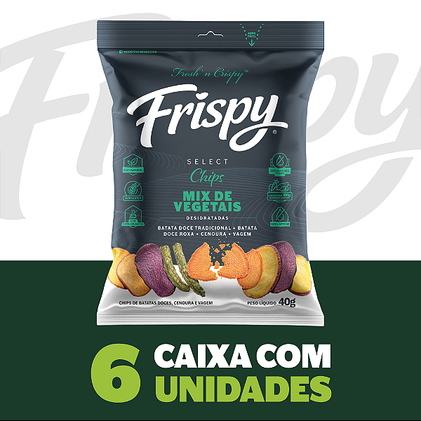 Caixa com 06 pct - Chips mix original de vegetais 01 Frispy 40g