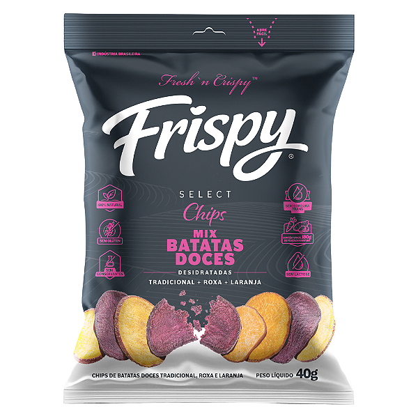 Chips mix de 03 batatas doces pacote Frispy integral 40g