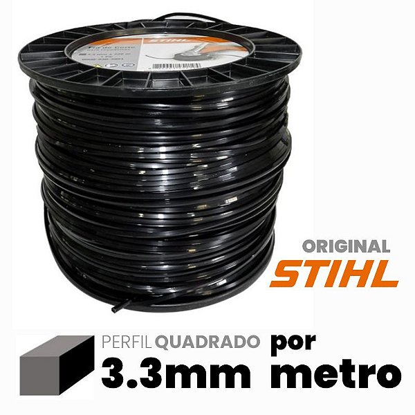Fio de Nylon Stihl - Preto - Perfil Quadrado - 3.3mm - Por Metro
